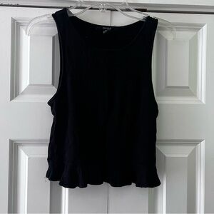 Black Sleeveless Tank with Ruffle Hem